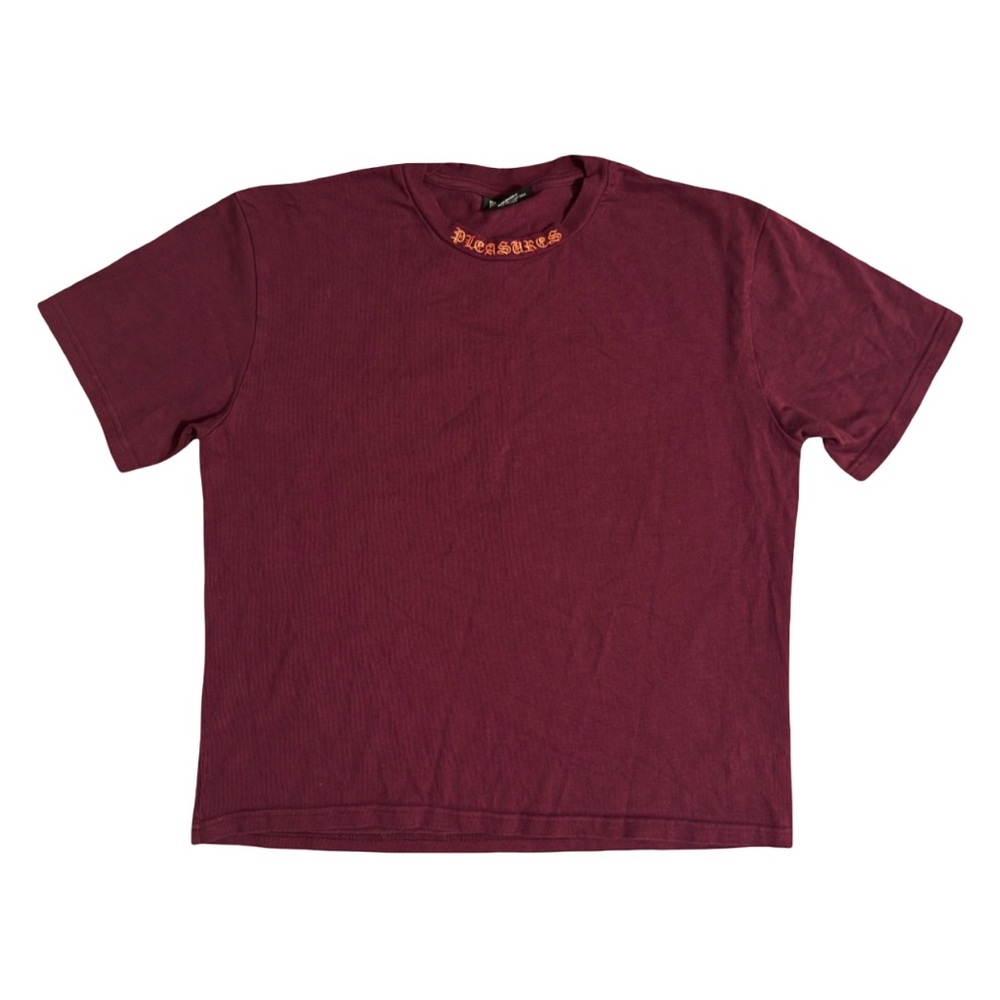 Pleasures Sorrow Embroidered Heavyweight T-Shirt Burgundy Medium